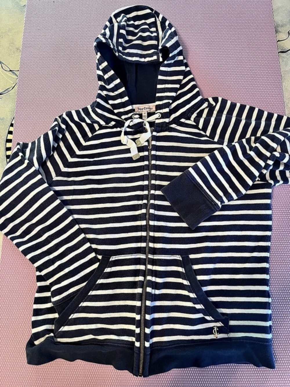 Juicy Couture Striped Zip Hoodie & Pants in Blue & White